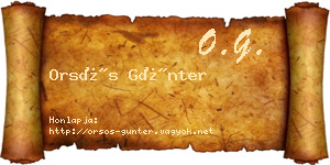 Orsós Günter névjegykártya