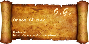Orsós Günter névjegykártya